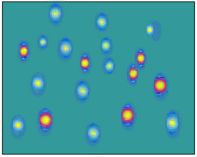 LCxLC separation, in which sample components are evenly spread across the two dimensions (Horiz. = 1st; Vertical = 2nd)